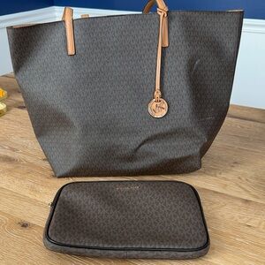 Michael Kors Dark Brown Tote with Pouch
